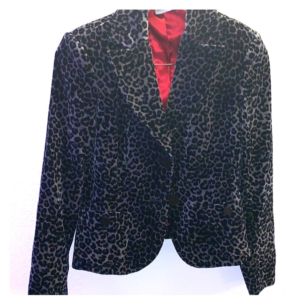 Velvet Leopard Print Blazer